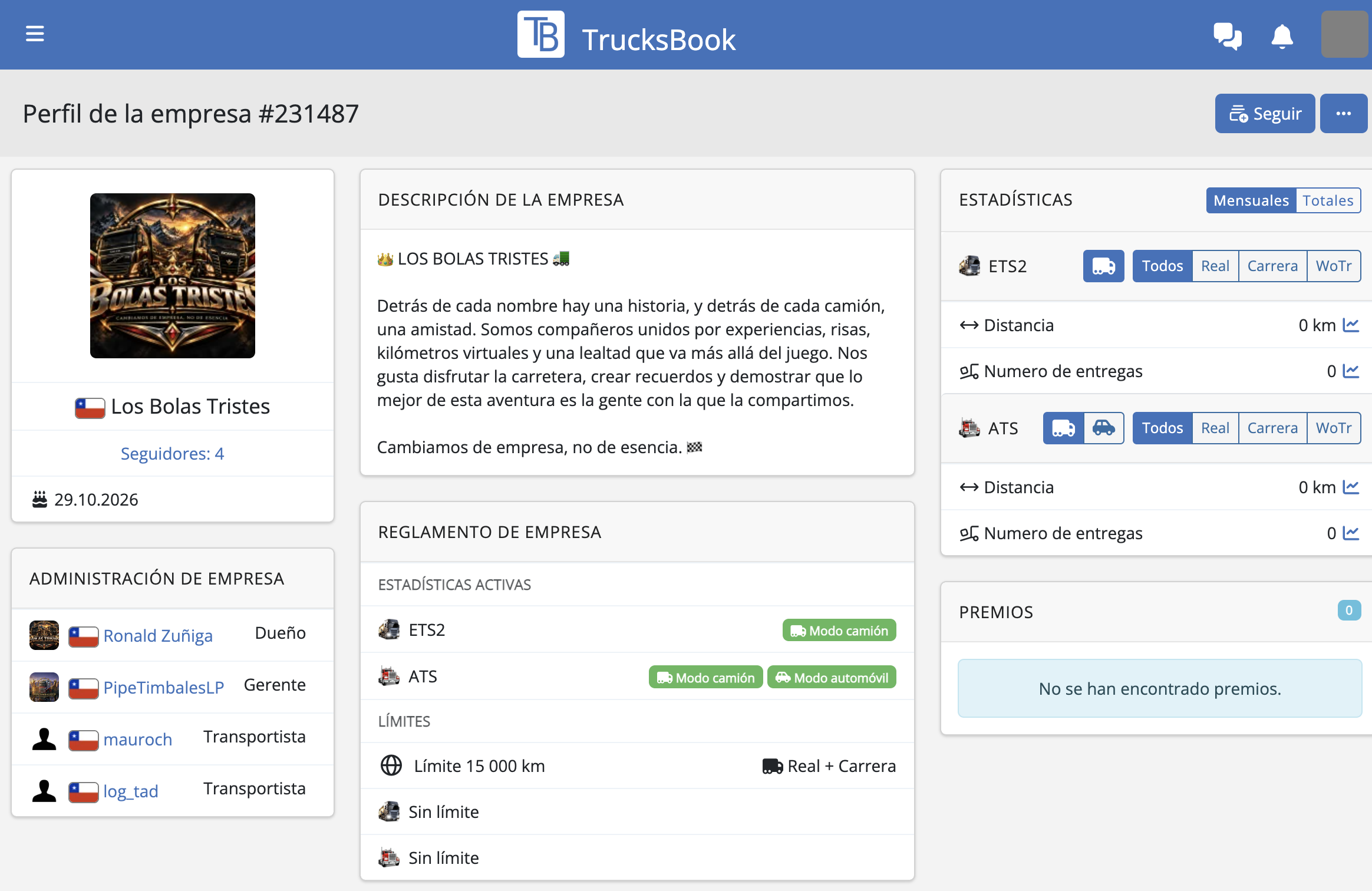 Solicitud de ingreso en TrucksBook